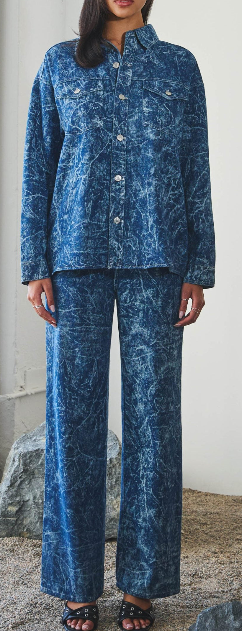 Printed Denim Jacket Set
