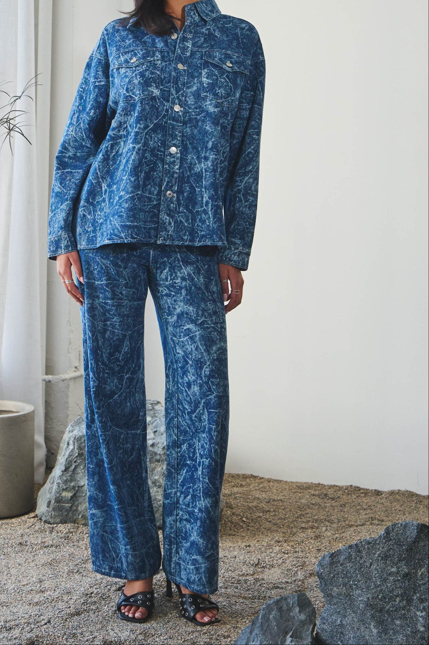 Printed Denim Jacket Set