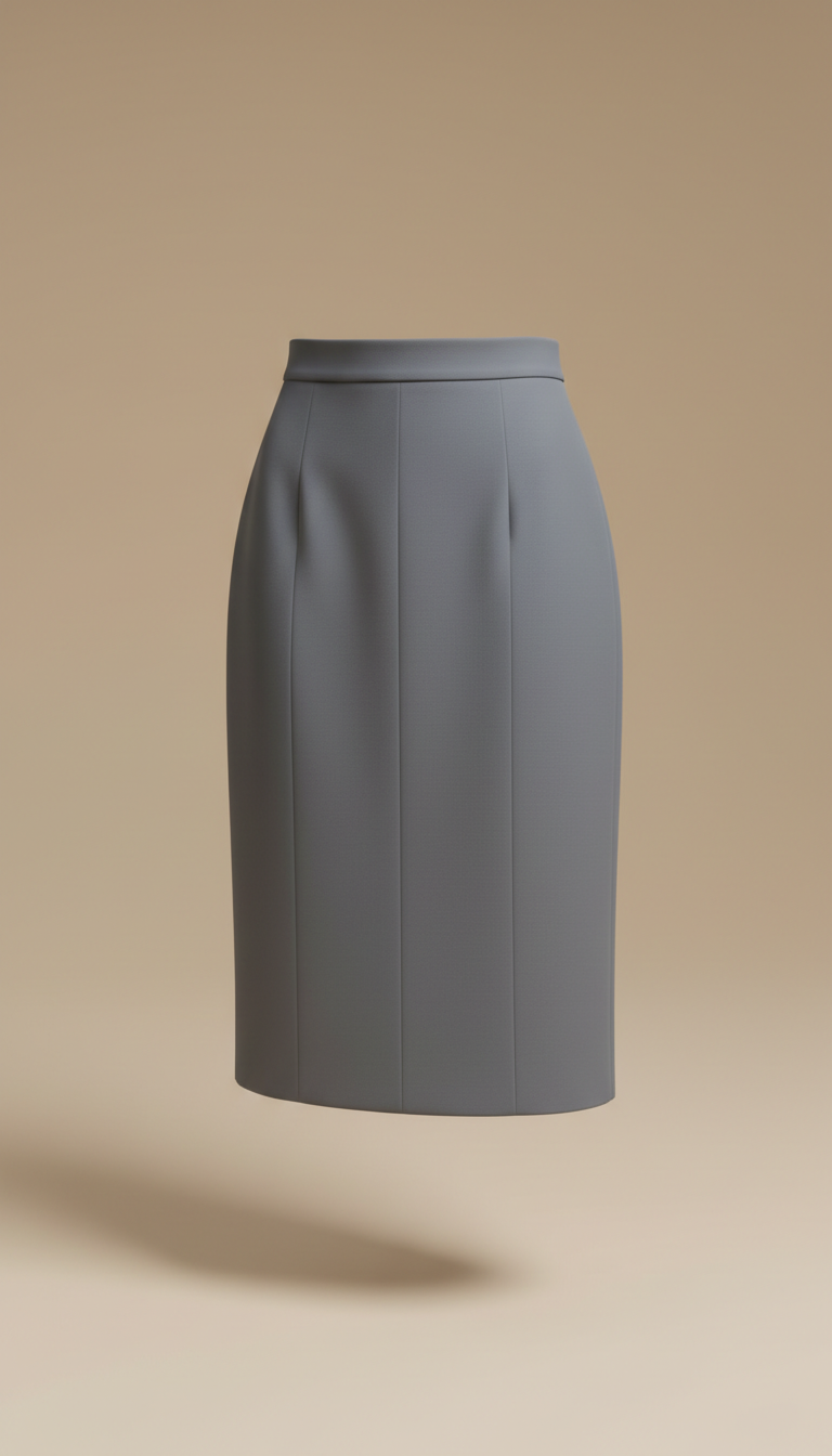 Tailored Midi Skirt in Slate Grey