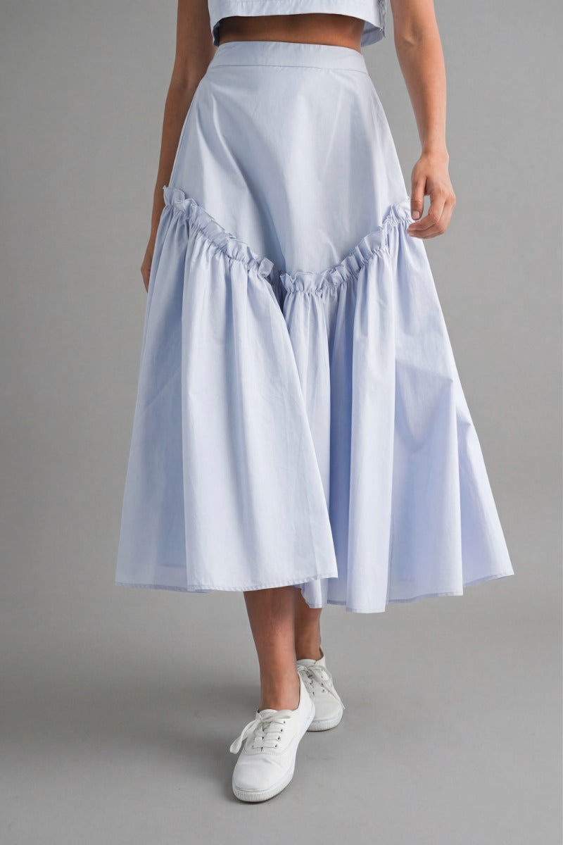 Powder Blue Ruffle Skirt Midi Set