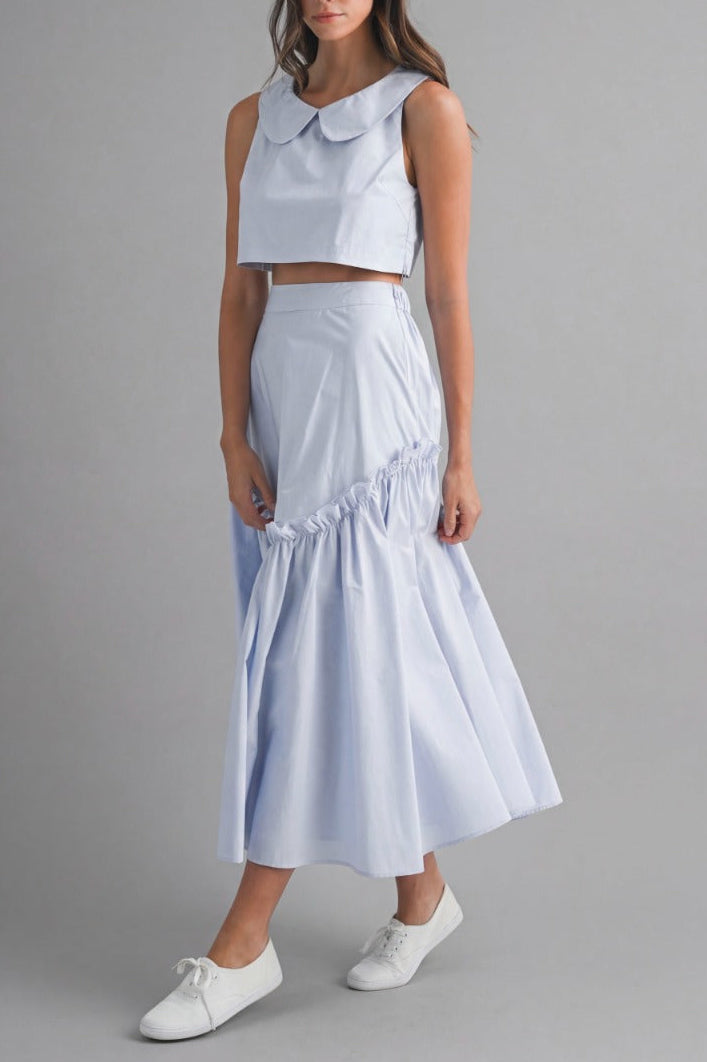 Powder Blue Ruffle Skirt Midi Set